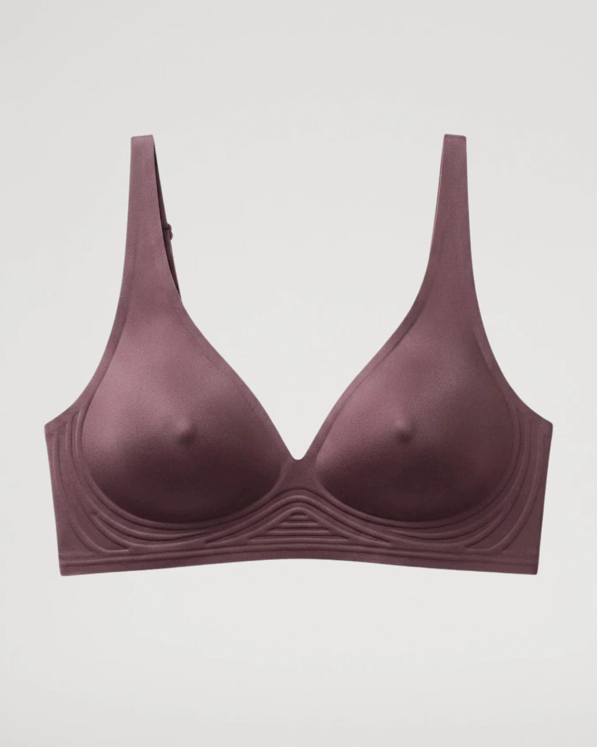 PLERIVA Wireless Contour Detail Lift Bra in Brown, flat lay
