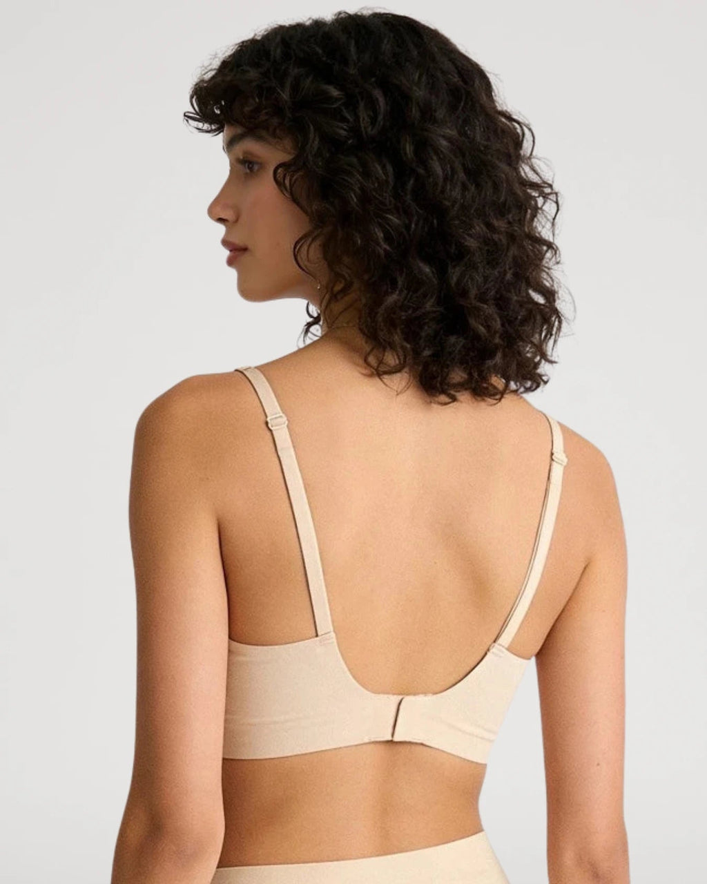 PLERIVA Wireless Contour Detail Lift Bra in Nude, back view