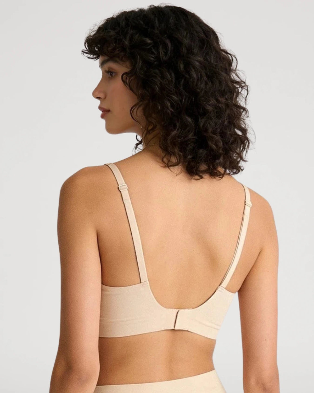 PLERIVA Wireless Contour Detail Lift Bra in Nude, back view