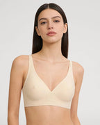 PLERIVA Wireless Contour Detail Lift Bra in Nude, front view